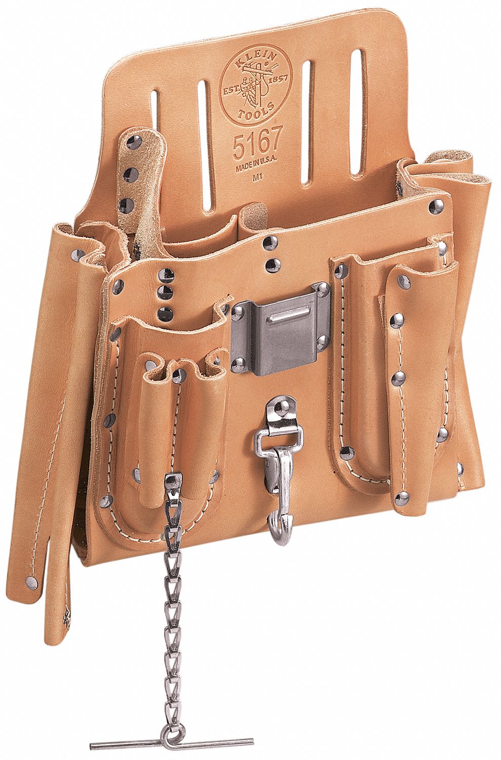 Tool Pch, Leather, 11-Pkts, Tape Thong, Knf