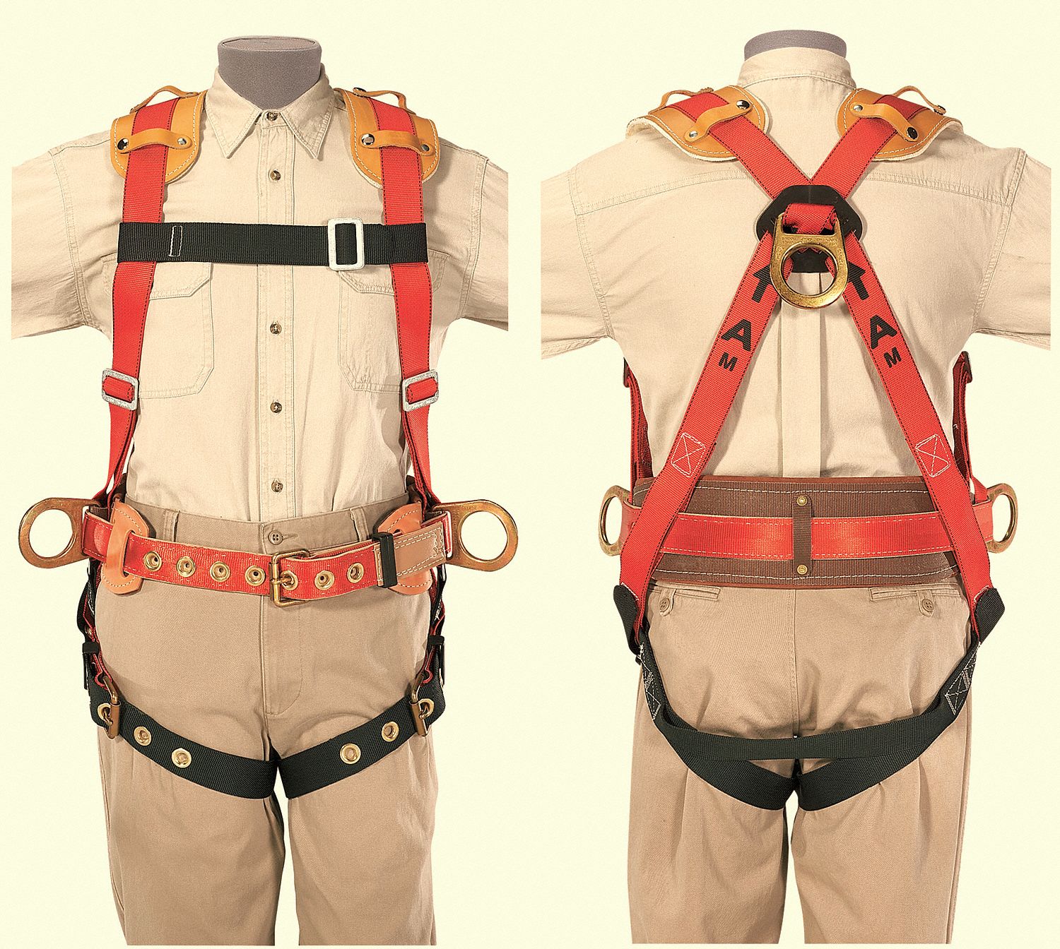 Full Body Harness, XL, Black/Red/Brown