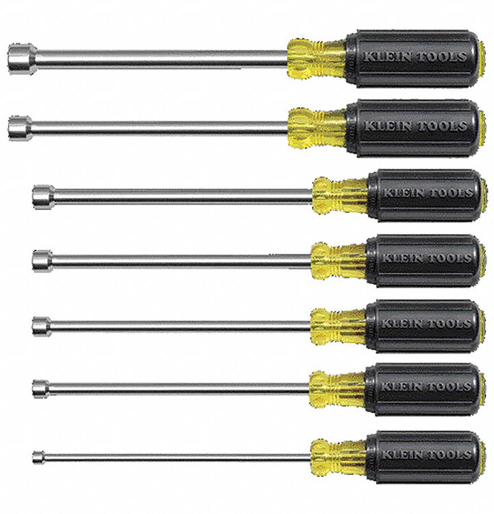 Magnetic Nut Driver Set, 6 In Shank, 7 PC