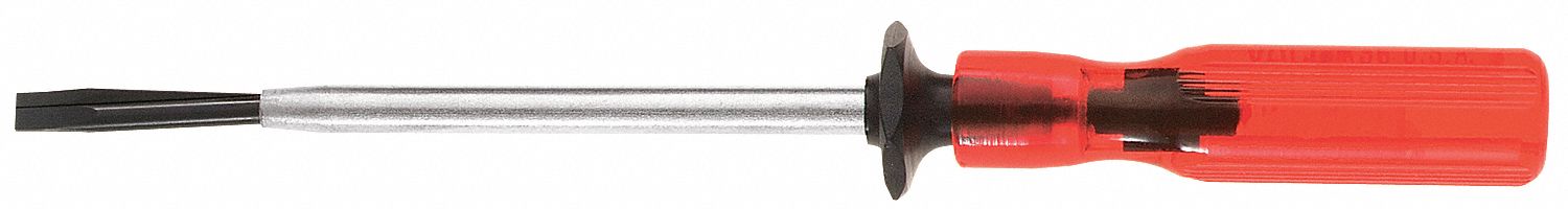 Screwdriver, Slotted, 1/4x6 In, Red Plastic