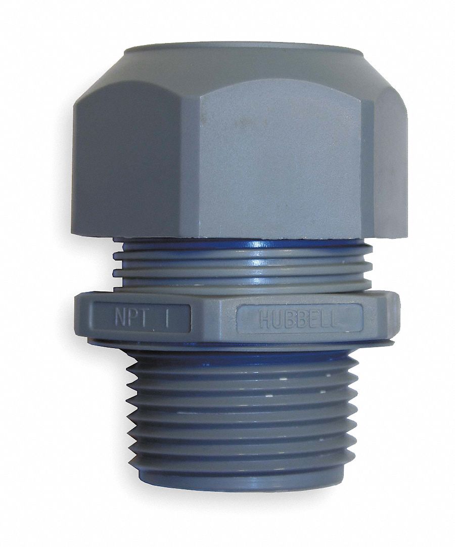 Cord Connector, Low Profile, Gray, 1/2 In