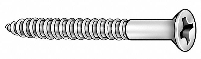 Wood Screw, Flat Head, #8 x 3/4, PK100