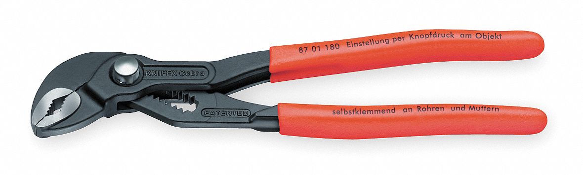Water Pump Plier, 7 In, Button, Ergo