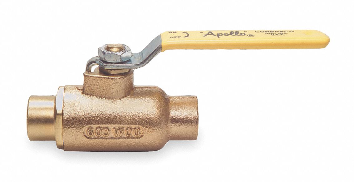 Ball Valve, 1 1/4 In, Solder, Bronze