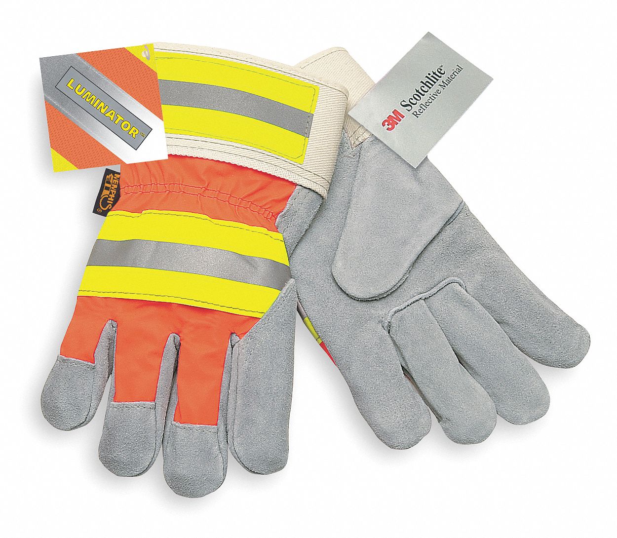 Leather Palm Gloves, L, Gray, PR