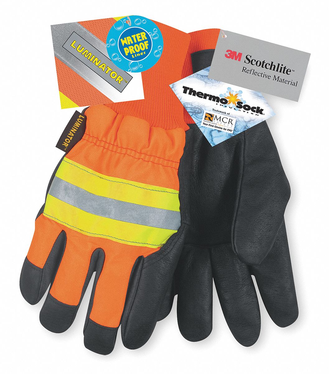Leather Drivers Gloves, HiVis Orange, S, PR