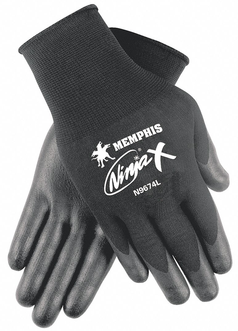 Coated Gloves, S, Black, Bi Polymer, PR