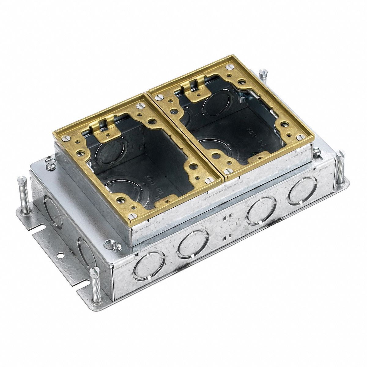 Floor Box, 2-Gang Rectangular, Steel