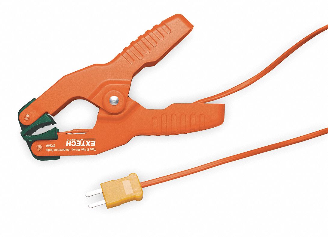 Pipe Clamp Temp Probe, -4 to 200 Deg F