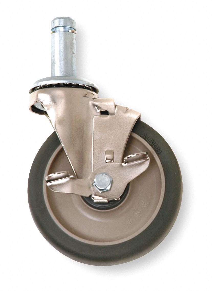 Caster w/Brake, 5 In, 200/300 lb/Polyurthn