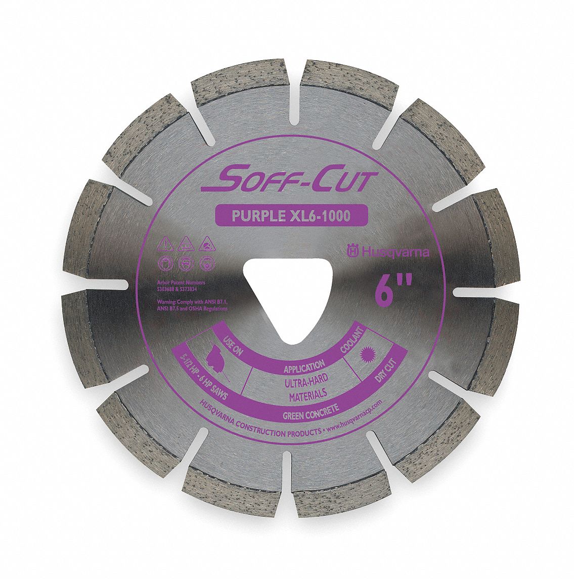 Diamond Saw Blade, Sgmntd Rim, 6 In Dia