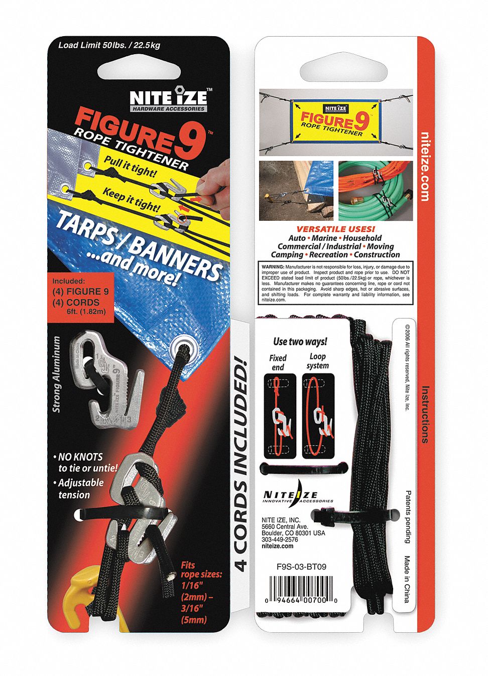 Rope Tightener, 1-3/4 In., Aluminum, PK 4