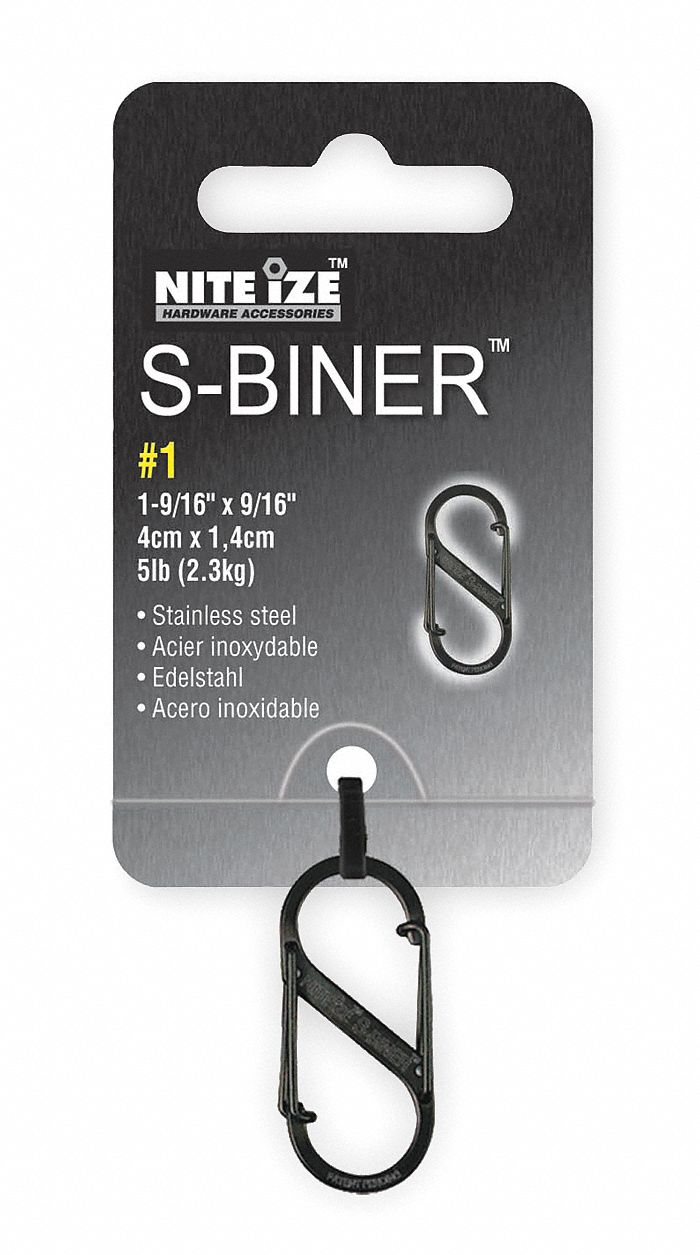 Double Gate Carabiner, 1-9/16 In., Black