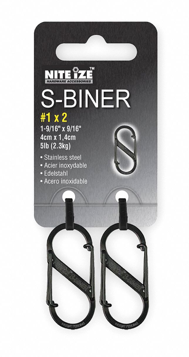 Double Gated Carabiner, 1-9/16 In., PK 2