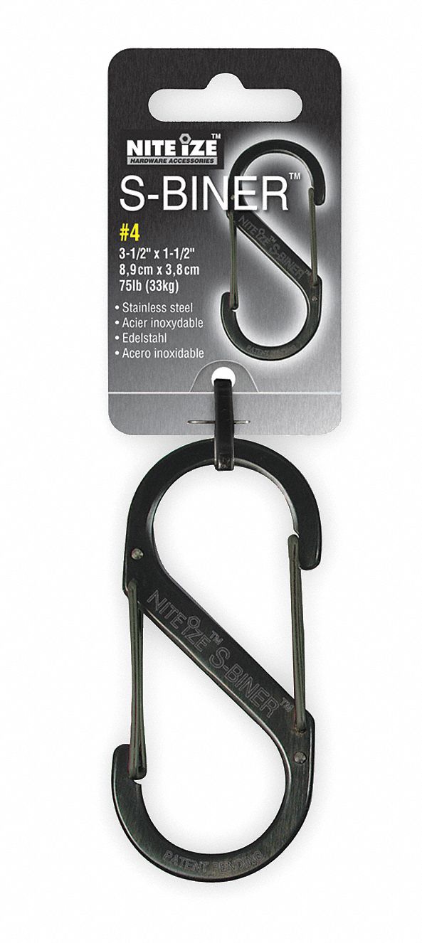 Double Gated Carabiner, 3-1/2 In., Black