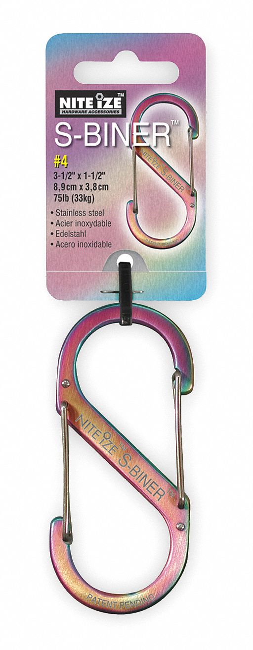 Double Gate Carabiner, 3-1/2 In., Spectrum