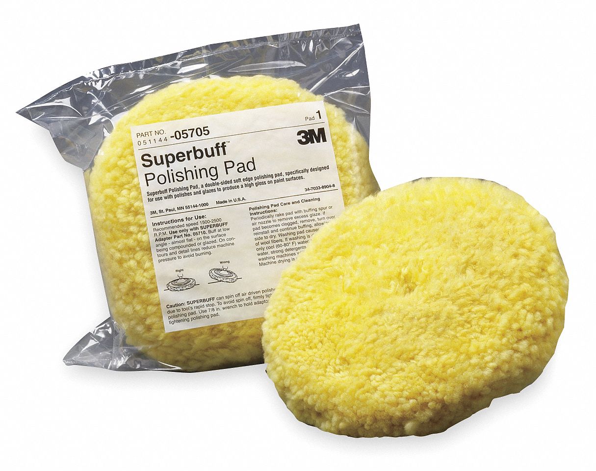 Polishing Pad, Dble Sided, 9 In, Wool Blend