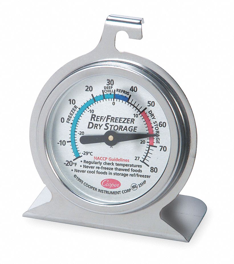 Food Srvc Thrmomtr, Frdg/Frzr, -20 to 80 F
