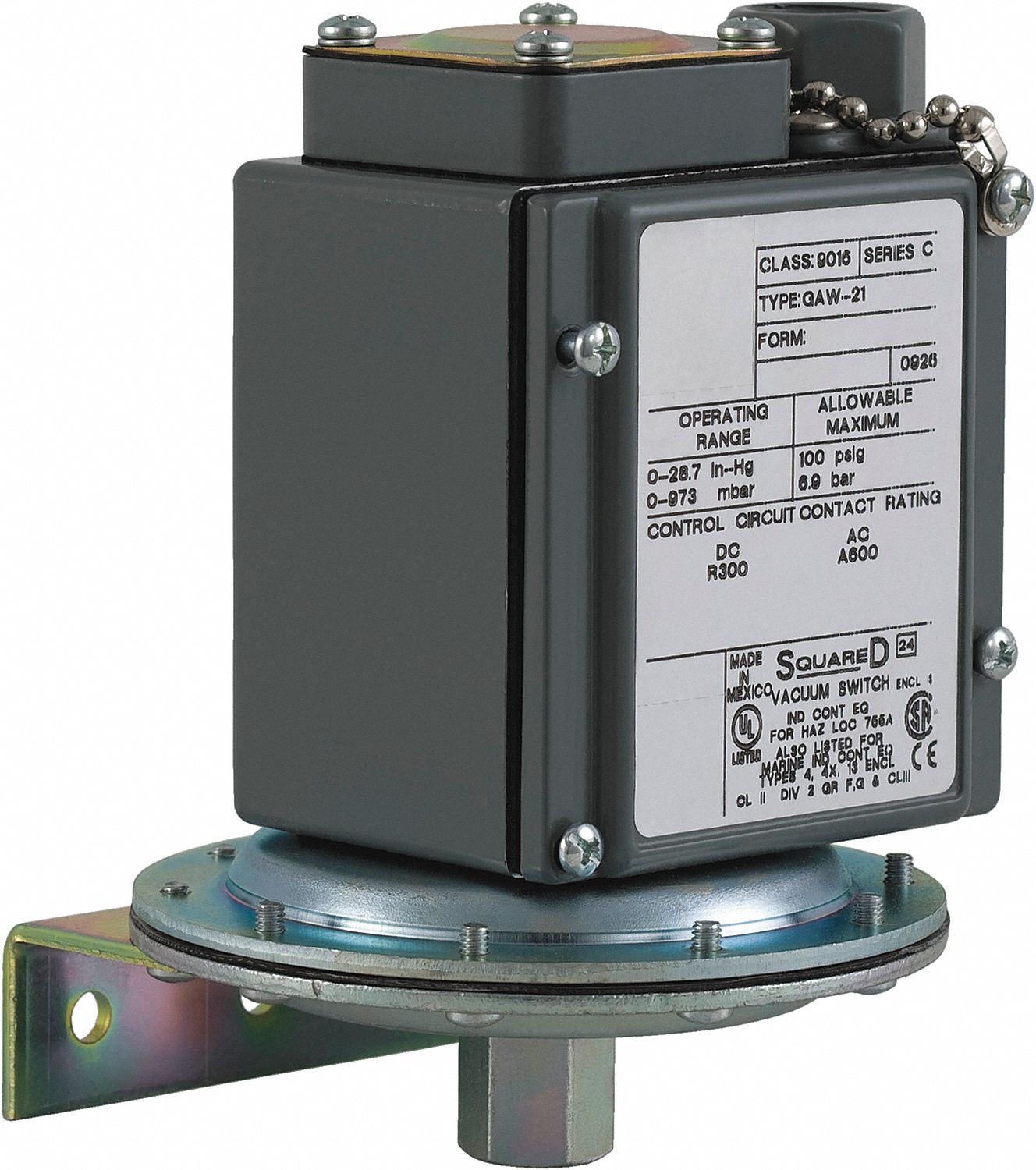 Vacuum Switch, DPDT, 1/4-18 FNPT