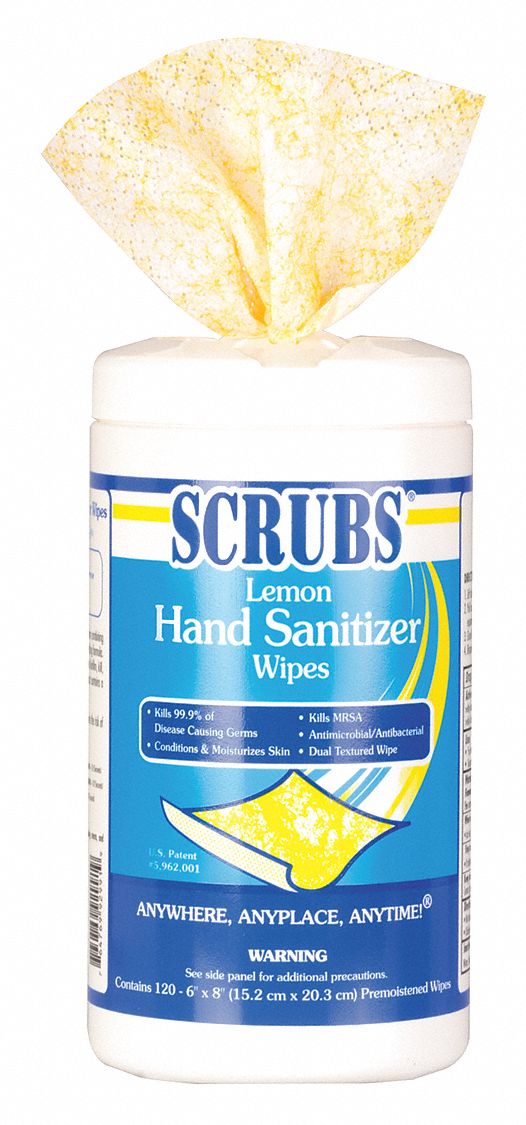 Antimicrobial Hand Wipes, White/Yellow