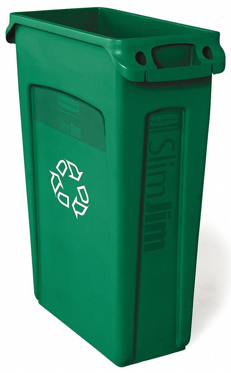 Trash Container, Venting, 23 G, Green