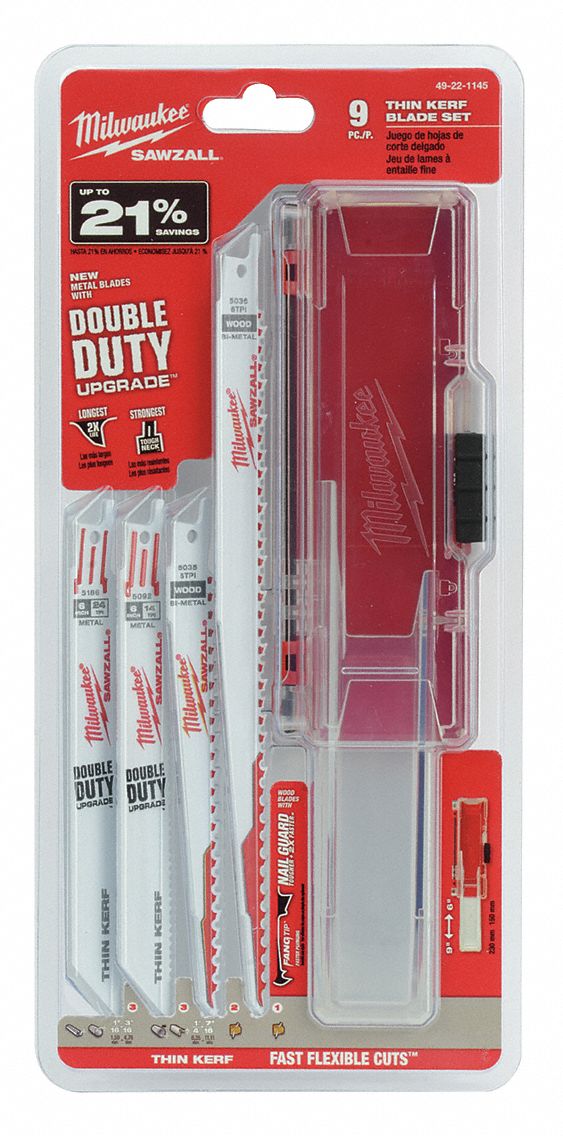 Reciprocating Saw Blade Set, 6 In. L