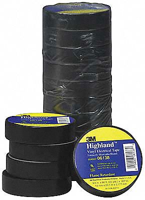 Electrical Tape, 3/4 x 66 ft, 7 mil, PK 100
