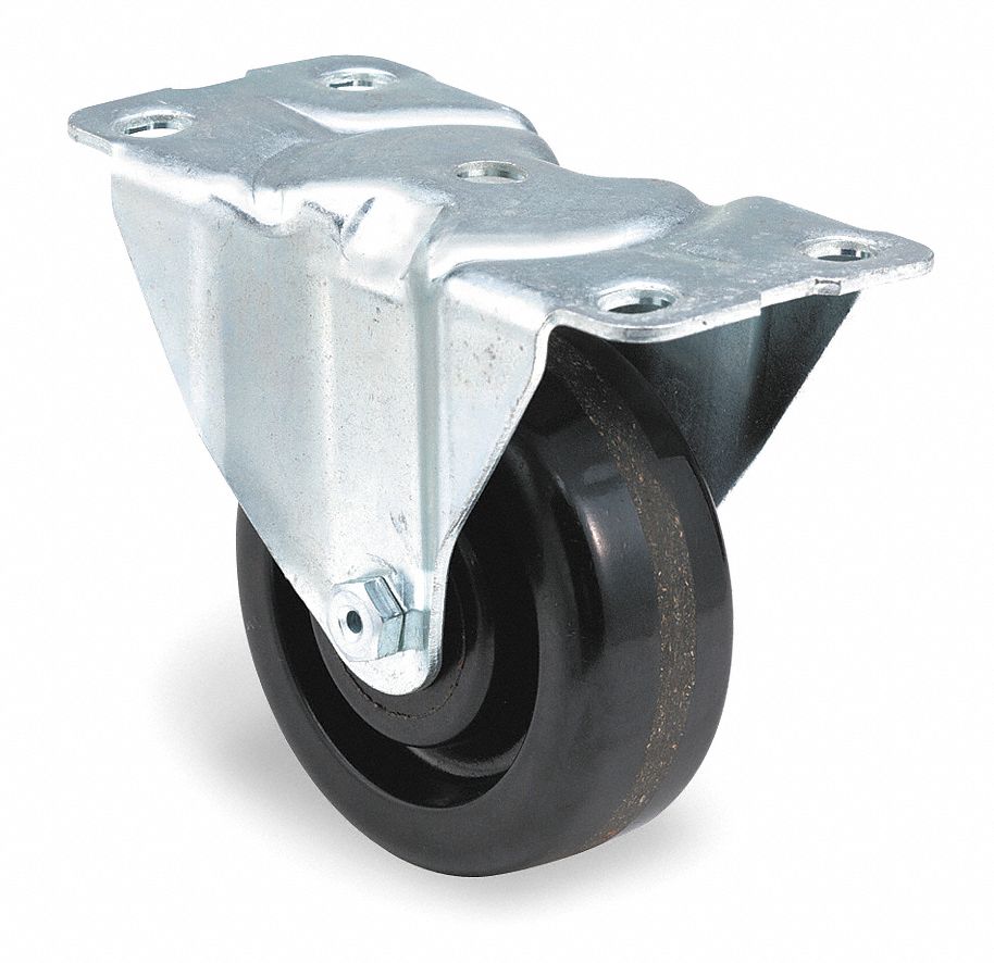 Rigid Plate Caster, 450 lb, 4 In Dia