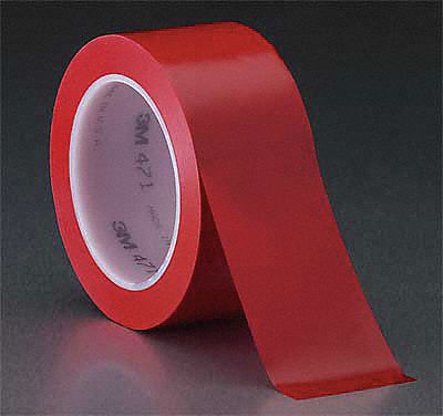 Film Tape, Vinyl, Red, 1/2 In x 36 Yd, PK72