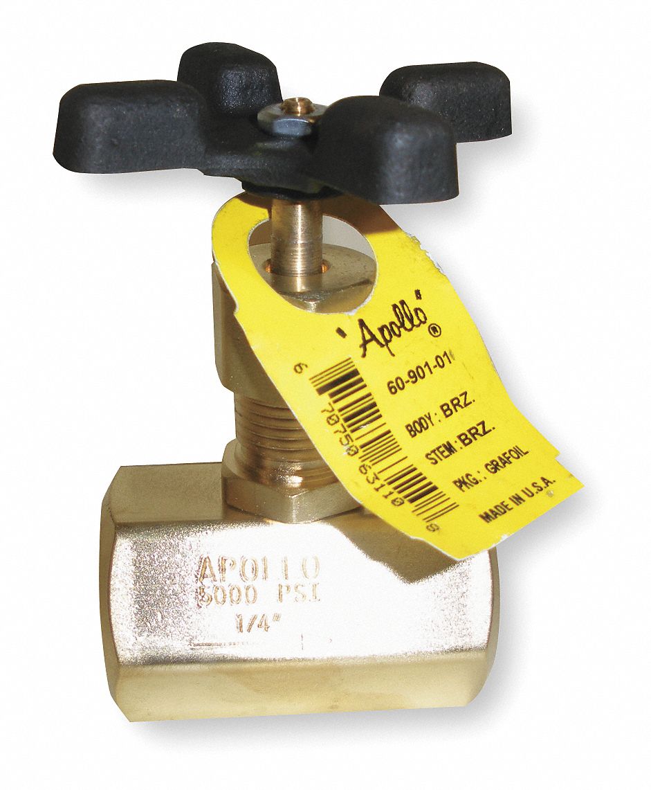 Globe Valve, 1/4 In, FNPT, Brass