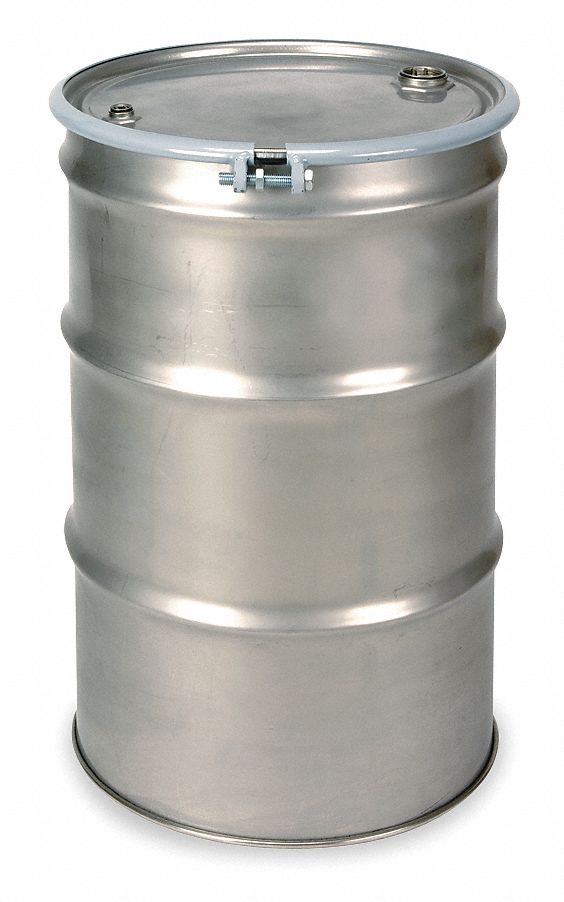 Stainless Steel Drum, Open Head, 55 Gal