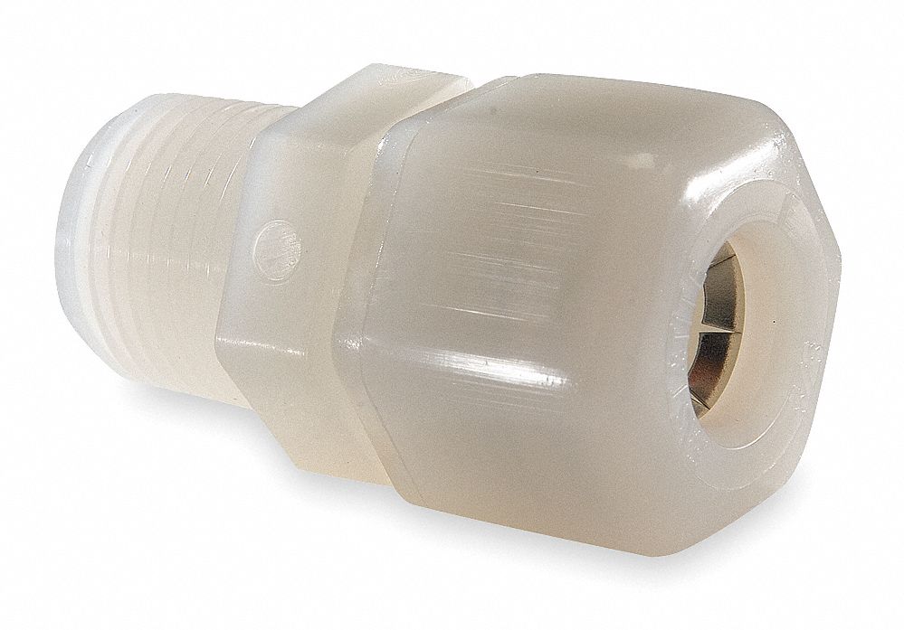 Male Connector, 1/2 In Tube Size, Nylon