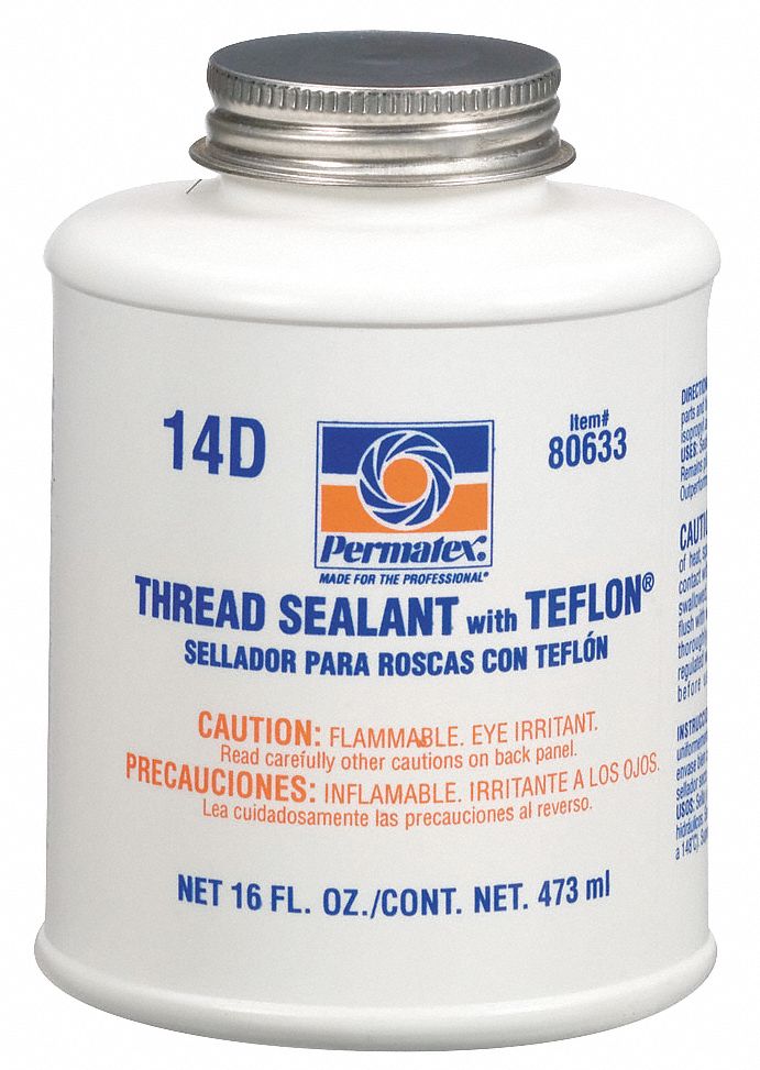 Thread Sealant, PTFE, 16 Oz BrushCan, White