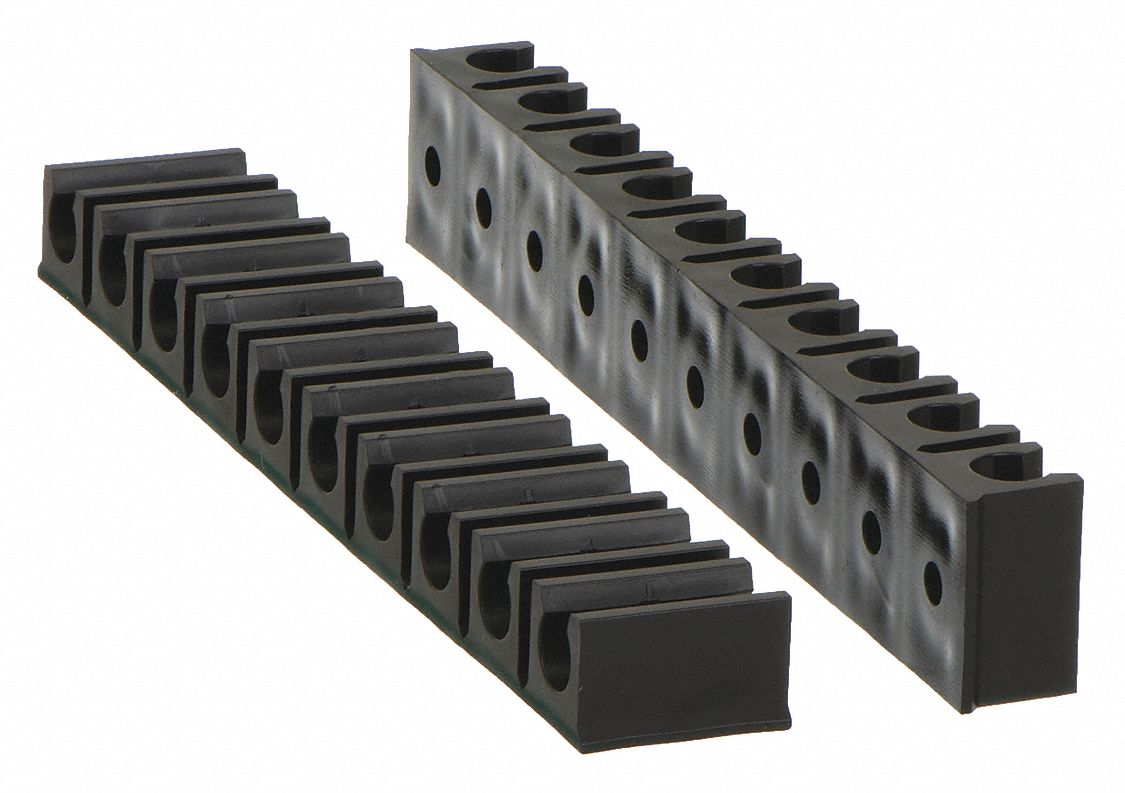 Tube Rack, 10 Channels, 1/4 In, Black, PK 2