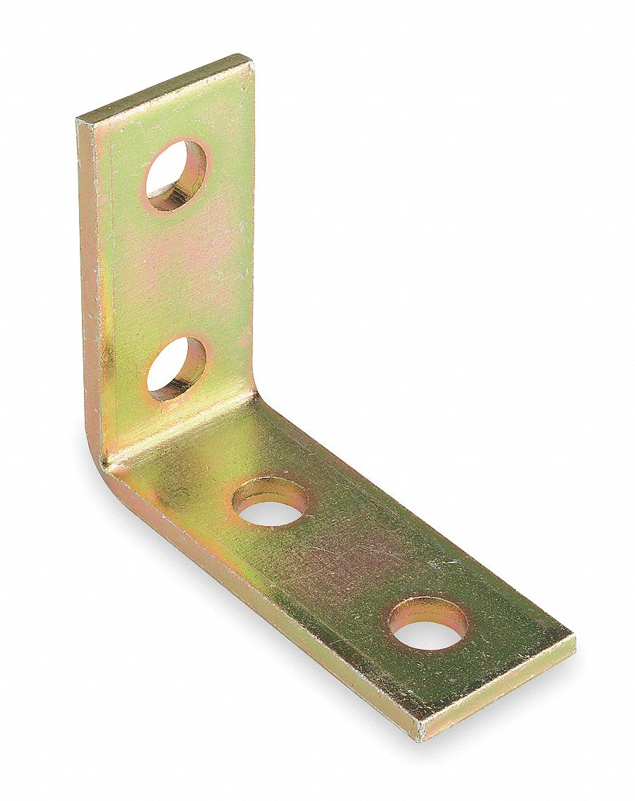 Angle Bracket, 90 Deg, 4 Holes, Gold