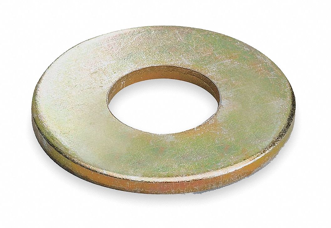 Channel Washer, Round, 3/8 In, Gold, PK100