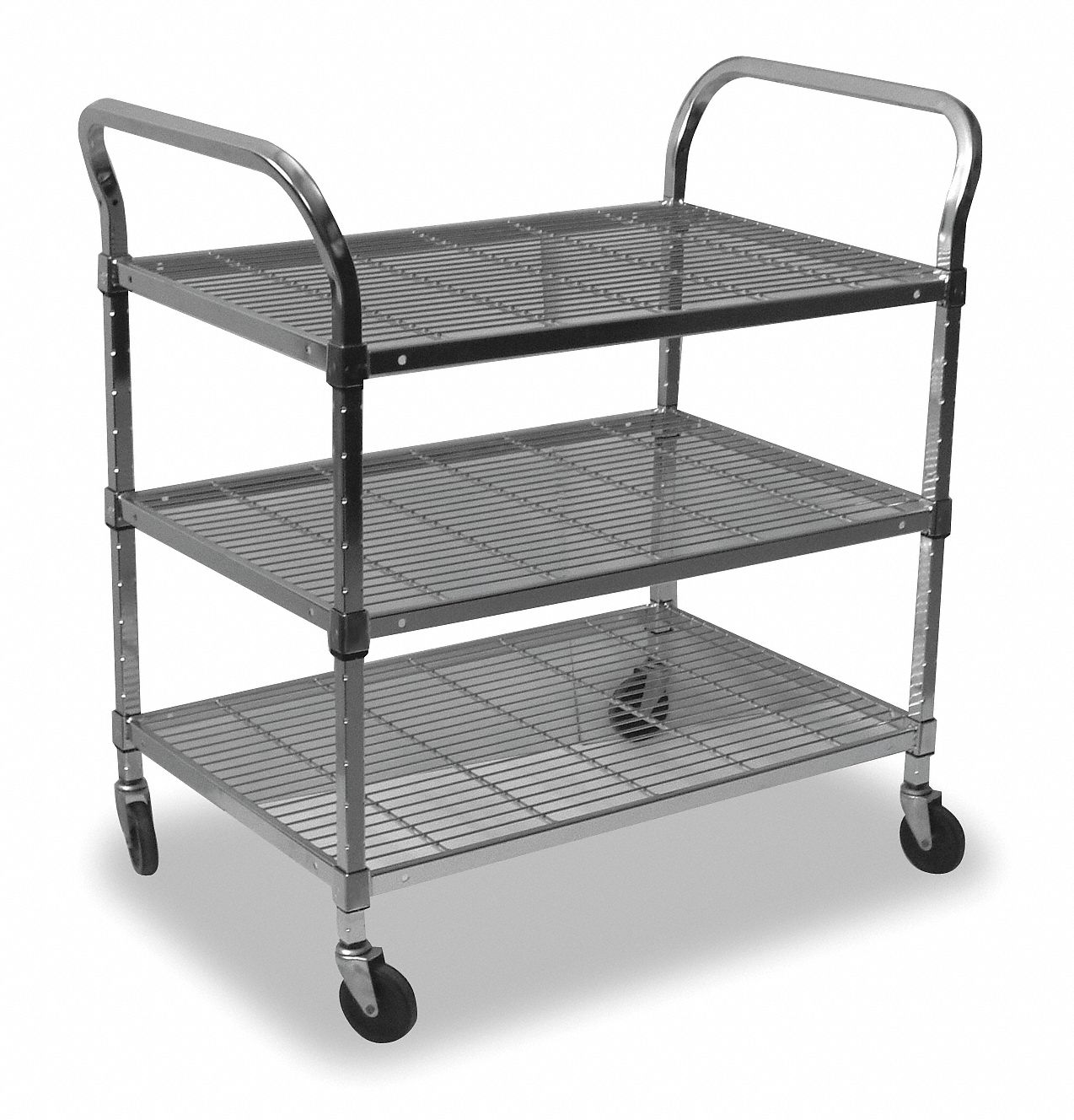 Wire Cart, 3 Shelf, 36x18x39, Chrome
