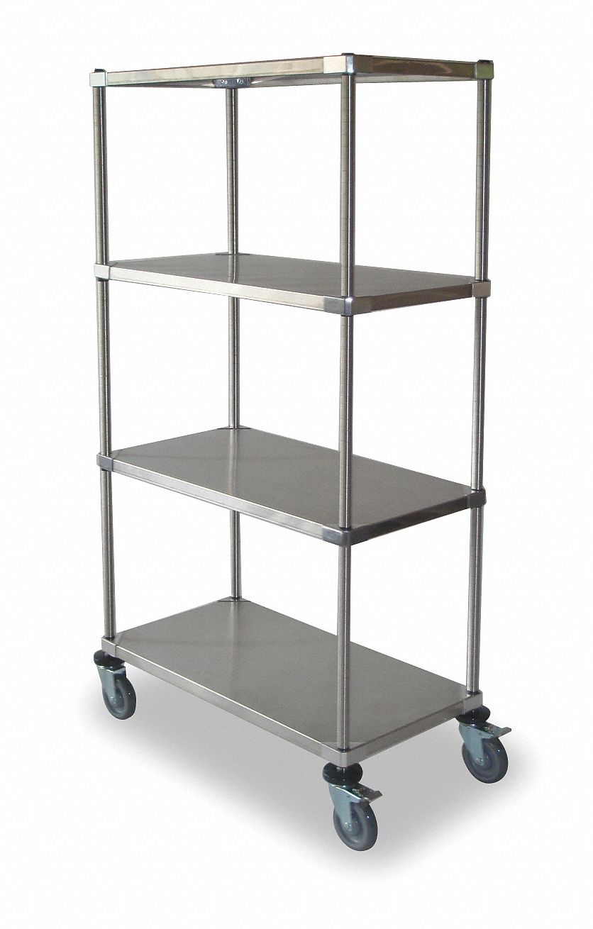 High Cart, HD, SS, 4 Solid Shelf, 36x18x69