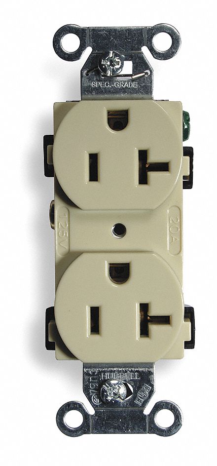 Receptacle, Duplex, Ivory, 20A, 125V, 5-20R