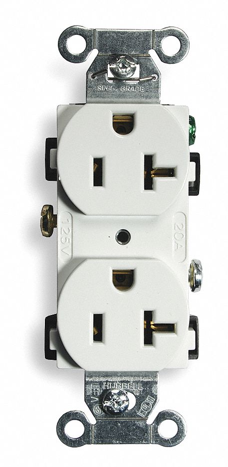 Receptacle, Duplex, White, 20A, 125V, 5-20R