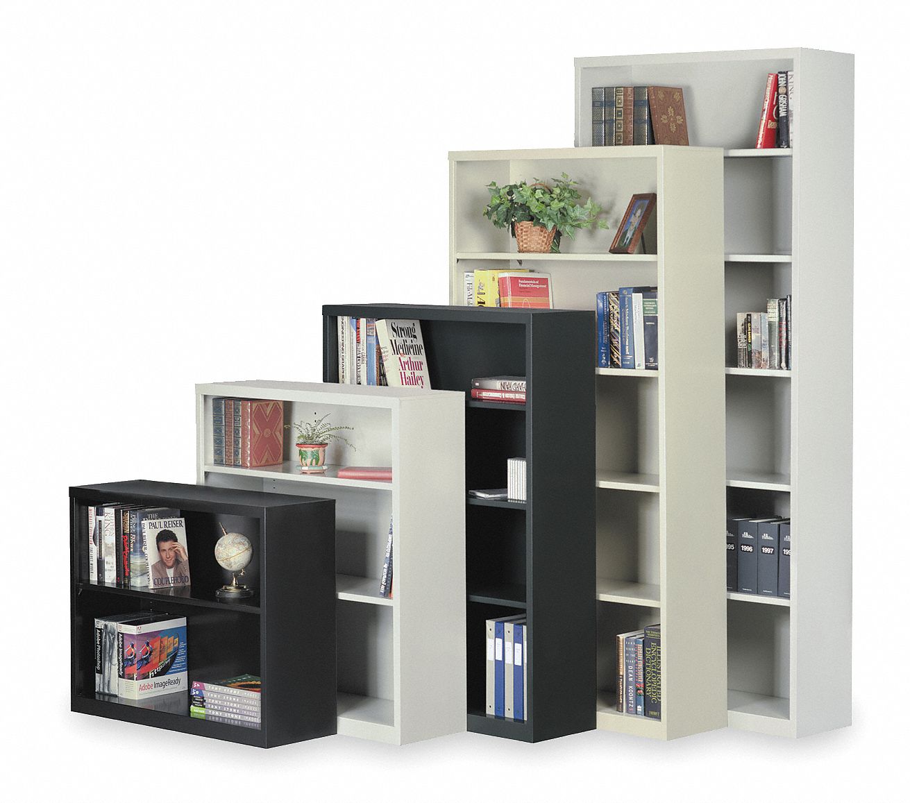 Bookcase, Steel, 3 Shelf, 42Hx34 1/2W In