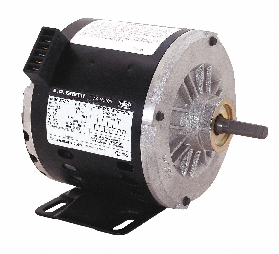 Mtr, Split Ph, 1/2 HP, 1725rpm, 115V, 56Z, ODP