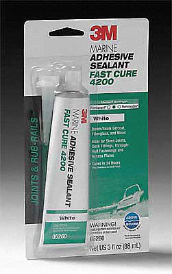 Marine Adhesive/Sealant, 3 oz, White, PK6