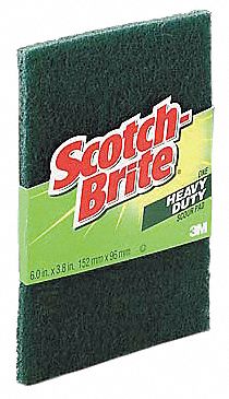 Scouring Pad, Green, 6In L, 3-7/8In W, PK24