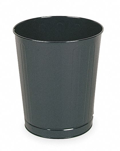 Round Wastebasket, 6.5 G, Black