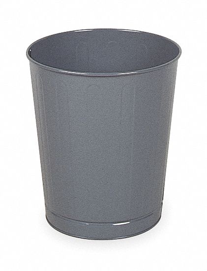 Round Wastebasket, 6.5 G, Gray