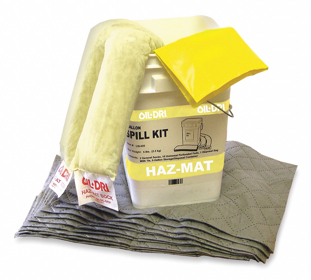 Spill Kit, 15-1/4 In H, 3 gal., HazMat