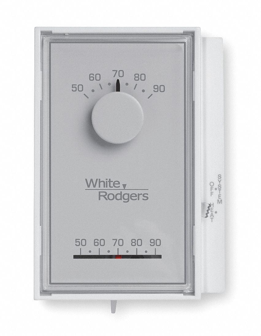 Low V Thermostat, H Only, Vertical, White