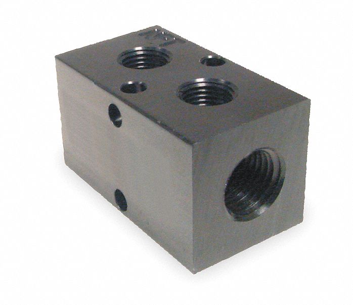 Manifold, 3/8 In Inlet, 2 Outlets, Alum