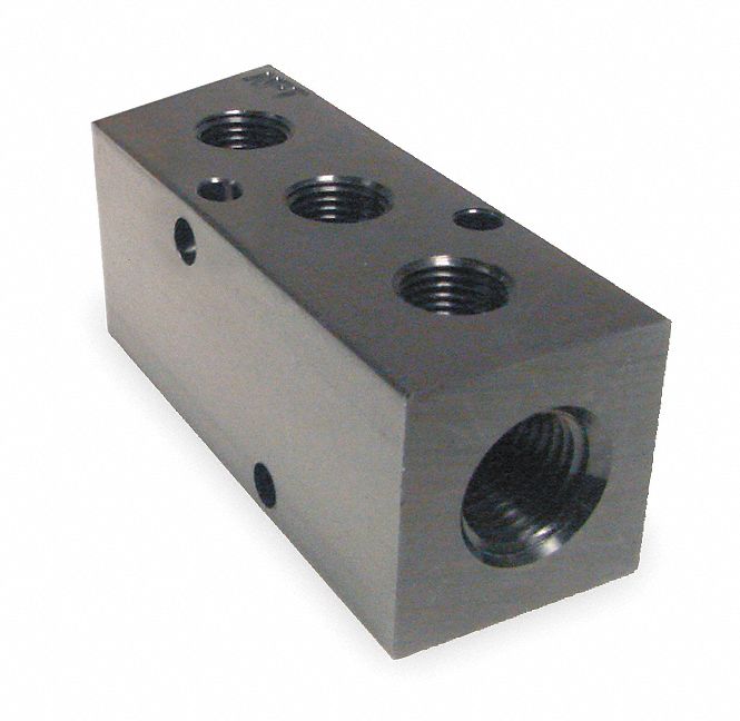 Manifold, 3/8 In Inlet, 3 Outlets, Alum